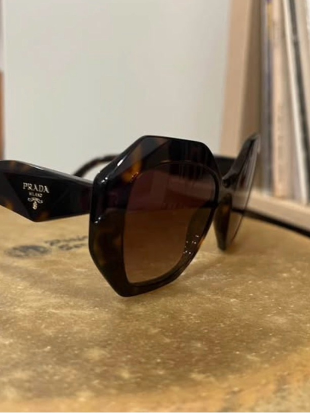 Prada Women’s Dark Tortoiseshell Geometric Sunglasses - Brown Lenses